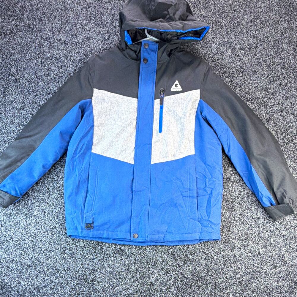 Gerry Hooded Colorblock Insulated Full Zip Ski Jacket Kids M Blue Gray